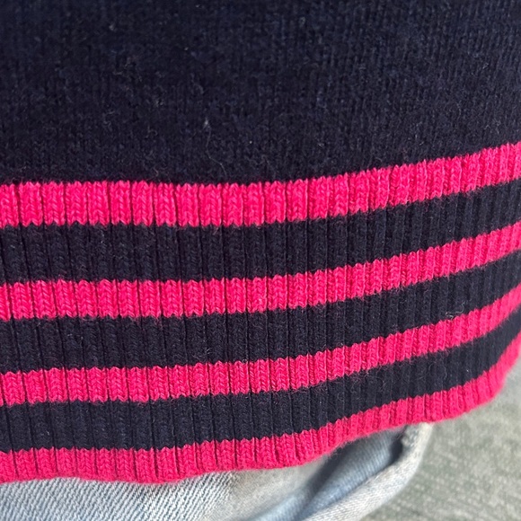 Talbots Petite Navy Sweater with Pink Heart Accents- Cotton Blend - Picture 5 of 6